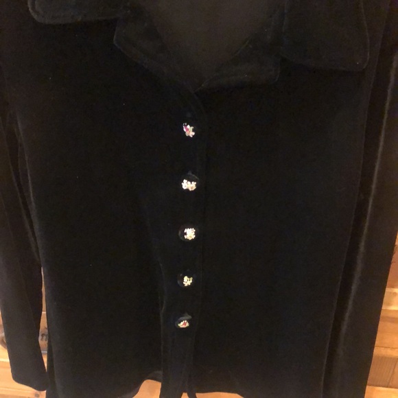 VINTAGE VELVET JACKET WITH FLORAL BUTTONS - Picture 9 of 9